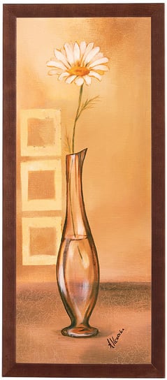 Obraz w drewnianej ramie, 20x50 cm- Kwiat w wazonie beżowe tło, Anna Korecka POSTERGALERIA