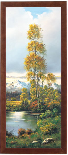 Obraz w drewnianej ramie, 20x50 cm- Staw w dolinie II, Marian Kaszuba POSTERGALERIA