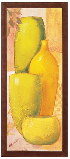 Obraz w drewnianej ramie, 20x50 cm- Zielone wazy, Anna Korecka POSTERGALERIA