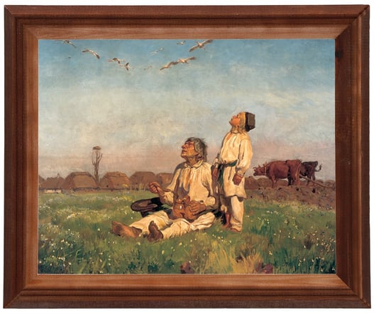 Obraz w drewnianej ramie, 24x30 cm- Bociany, Józef Chełmoński POSTERGALERIA