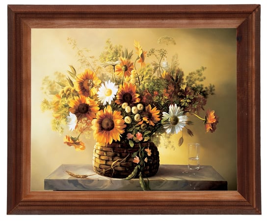 Obraz w drewnianej ramie, 24x30 cm- Kwiaty, Cezary Różycki POSTERGALERIA