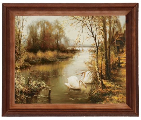Obraz w drewnianej ramie, 24x30 cm- Łabędzie, Zygmunt Konarski POSTERGALERIA