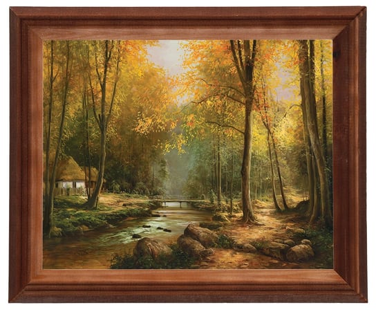 Obraz w drewnianej ramie, 24x30 cm- Las jesienią, Zygmunt Konarski POSTERGALERIA