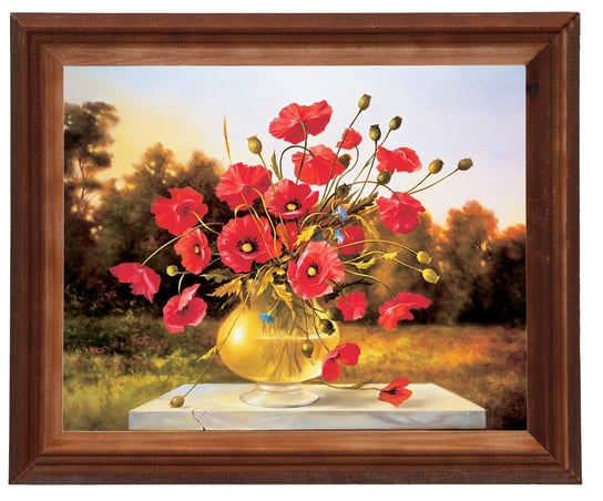 Obraz w drewnianej ramie, 24x30 cm- Maki, Cezary Różycki POSTERGALERIA