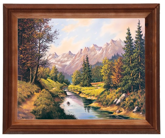 Obraz w drewnianej ramie, 24x30 cm- Mostek III, Krzysztof Nowaczyński POSTERGALERIA