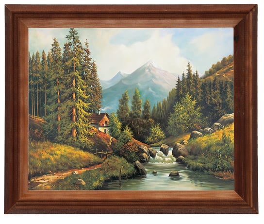 Obraz w drewnianej ramie, 24x30 cm- Nad potokiem, Marian Kaszuba POSTERGALERIA