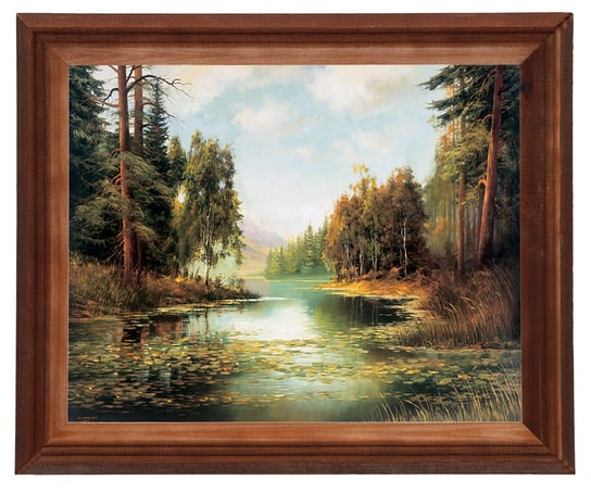 Obraz w drewnianej ramie, 24x30 cm- Pejzaż z Roztocza, Krzysztof Brocki POSTERGALERIA