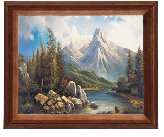 Obraz w drewnianej ramie, 24x30 cm- Przystań w górach, Marian Kaszuba POSTERGALERIA