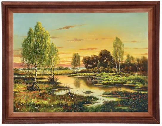 Obraz w drewnianej ramie, 30x40 cm- Brzozy o wschodzie słońca, Adam Lis POSTERGALERIA