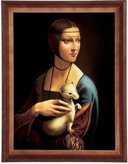 Obraz w drewnianej ramie, 30x40 cm- Dama z łasiczką, Leonardo da Vinci POSTERGALERIA