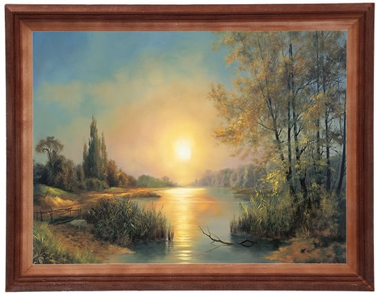 Obraz w drewnianej ramie, 30x40 cm- Jezioro Zachód słońca, M Lorens POSTERGALERIA