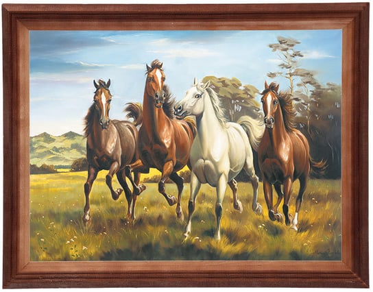 Obraz w drewnianej ramie, 30x40 cm- Konie II, Marian Kaszuba POSTERGALERIA