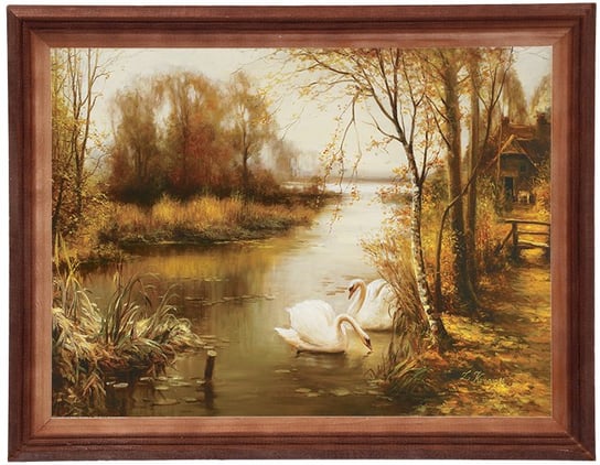 Obraz w drewnianej ramie, 30x40 cm- Łabędzie, Zygmunt Konarski POSTERGALERIA