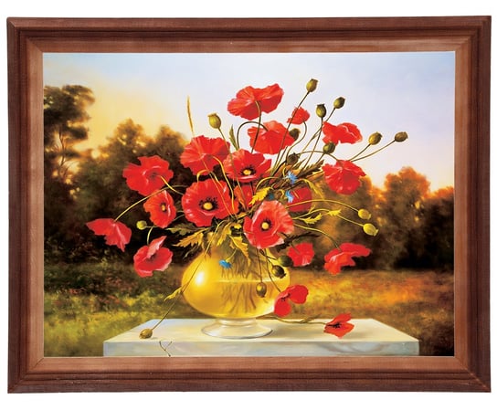 Obraz w drewnianej ramie, 30x40 cm- Maki, Cezary Różycki POSTERGALERIA