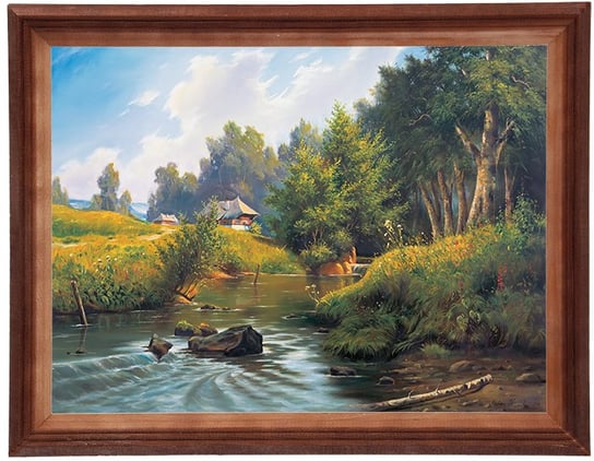 Obraz w drewnianej ramie, 30x40 cm- Nad rzeką, Marian Kaszuba POSTERGALERIA