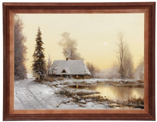 Obraz w drewnianej ramie, 30x40 cm- Stara chata zima, Zygmunt Konarski POSTERGALERIA