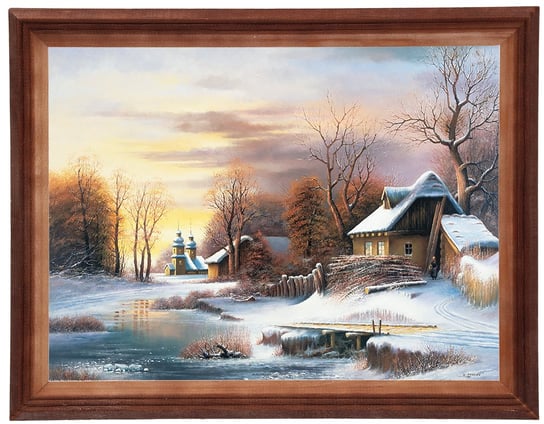Obraz w drewnianej ramie, 30x40 cm- Zima, Krzysztof Brocki POSTERGALERIA