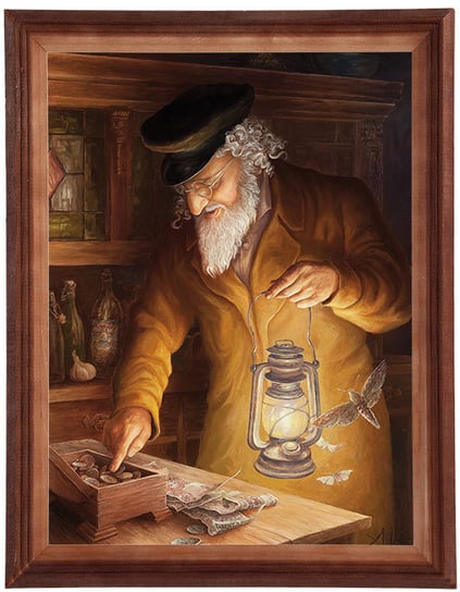 Obraz w drewnianej ramie, 30x40 cm- Żyd z latarką, Aleksander Karcz POSTERGALERIA