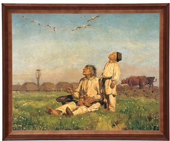 Obraz w drewnianej ramie, 40x50 cm- Bociany, Józef Chełmoński POSTERGALERIA