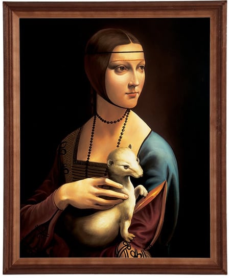 Obraz w drewnianej ramie, 40x50 cm- Dama z łasiczką, Leonardo da Vinci POSTERGALERIA