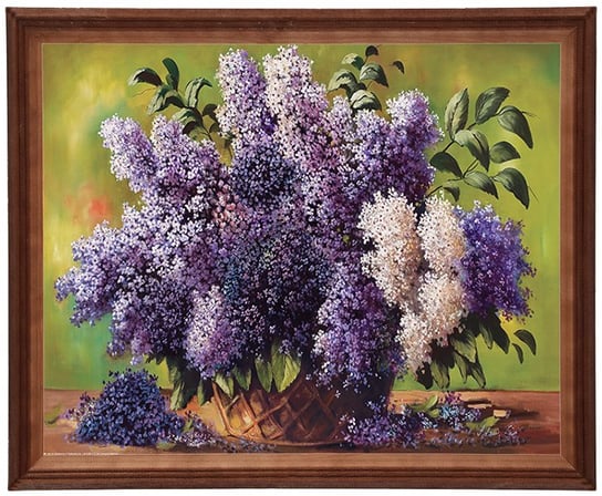 Obraz w drewnianej ramie, 40x50 cm- Fioletowe bzy, Adam Lis POSTERGALERIA
