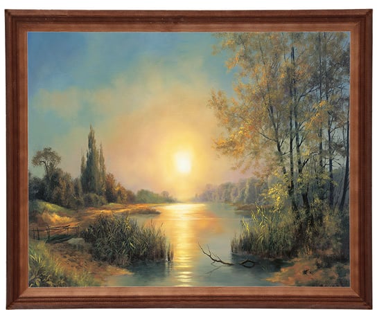 Obraz w drewnianej ramie, 40x50 cm- Jezioro zachód słońca, M Lorens POSTERGALERIA