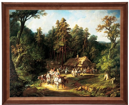 Obraz w drewnianej ramie, 40x50 cm- Karczma ostatni grosz, Jan Feliks Piwarski POSTERGALERIA