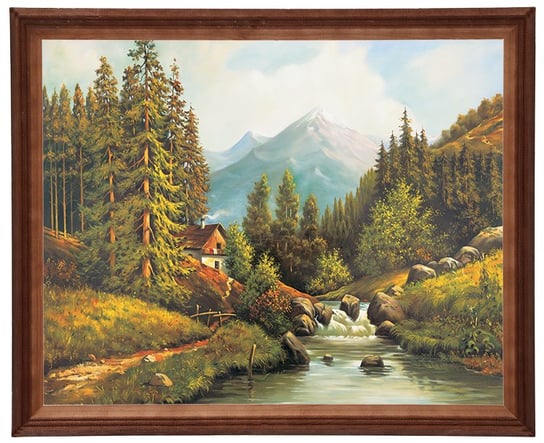 Obraz w drewnianej ramie, 40x50 cm- Nad potokiem, Marian Kaszuba POSTERGALERIA