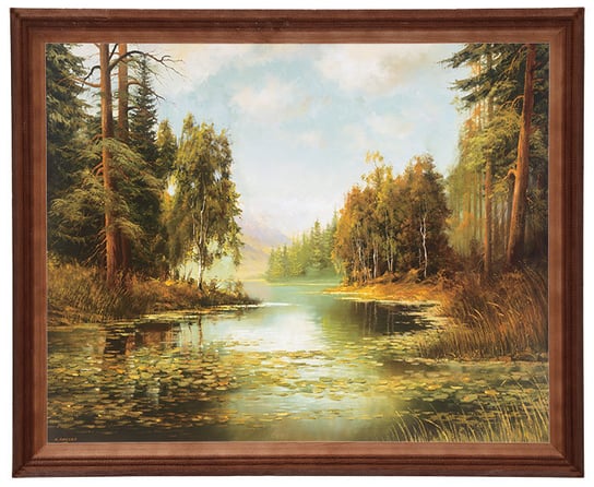 Obraz w drewnianej ramie, 40x50 cm- Pejzaż z Roztocza, Krzysztof Brocki POSTERGALERIA