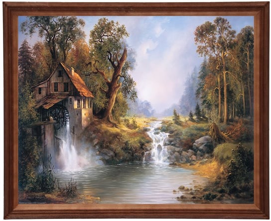 Obraz w drewnianej ramie, 40x50 cm- Stary młyn, Cezary Różycki POSTERGALERIA