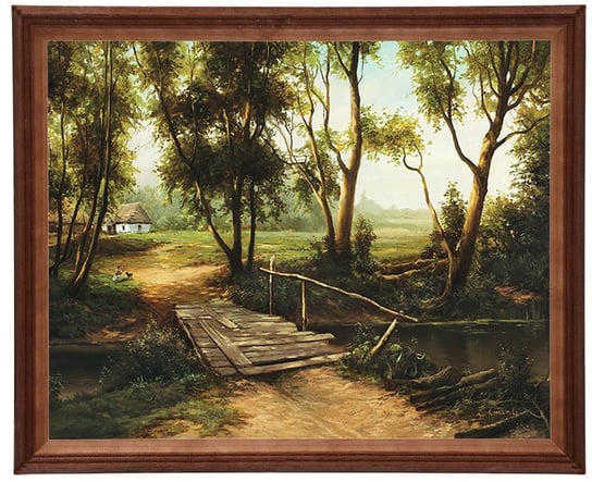 Obraz w drewnianej ramie, 40x50 cm- Stary mostek, Zygmunt Konarski POSTERGALERIA