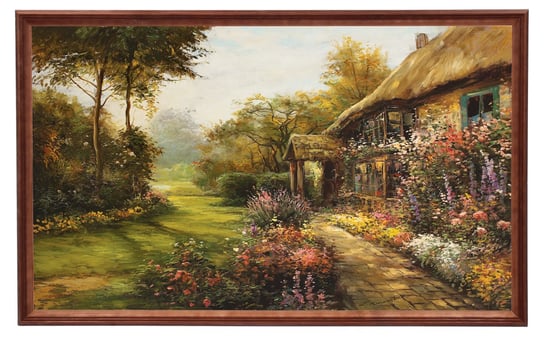 Obraz w drewnianej ramie, 60x100 cm- Dom w ogrodzie, Zygmunt Konarski POSTERGALERIA