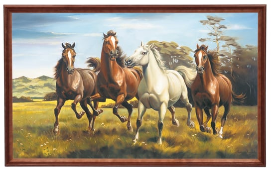 Obraz w drewnianej ramie, 60x100 cm- Konie II, Marian Kaszuba POSTERGALERIA