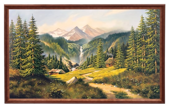 Obraz w drewnianej ramie, 60x100 cm- Krajobraz z wodospadem, Krzysztof Nowaczyński POSTERGALERIA