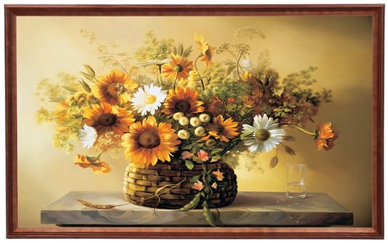 Obraz w drewnianej ramie, 60x100 cm- Kwiaty, Cezary Różycki POSTERGALERIA