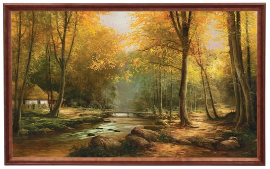 Obraz w drewnianej ramie, 60x100 cm- Las jesienią, Zygmunt Konarski POSTERGALERIA