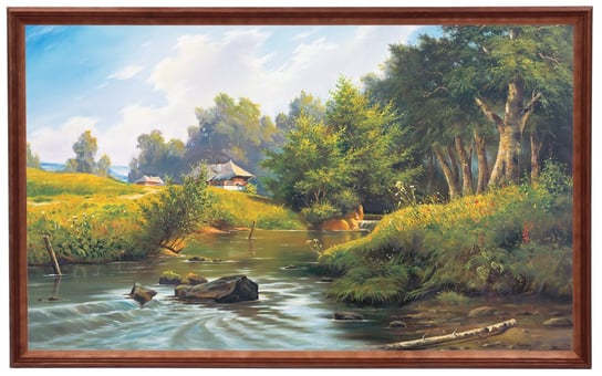 Obraz w drewnianej ramie, 60x100 cm- Nad rzeką, Marian Kaszuba POSTERGALERIA