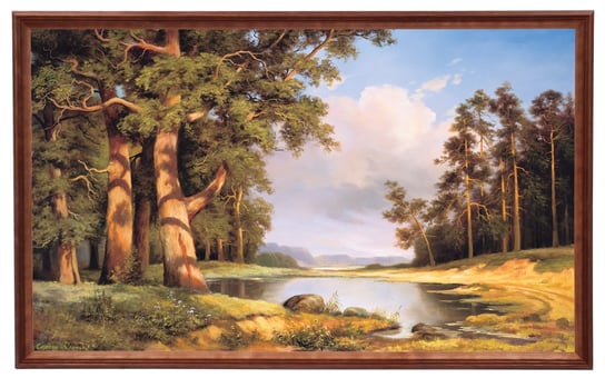 Obraz w drewnianej ramie, 60x100 cm- Sosny, Cezary Różycki POSTERGALERIA