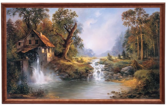 Obraz w drewnianej ramie, 60x100 cm- Stary młyn, Cezary Różycki POSTERGALERIA