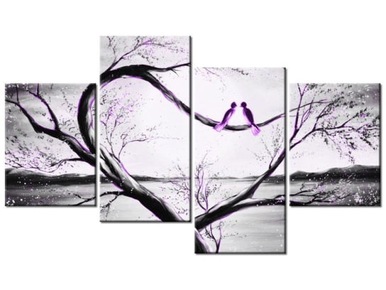 Obraz W fioletowym świetle księżyca, 4 elementy, 120x70 cm Oobrazy