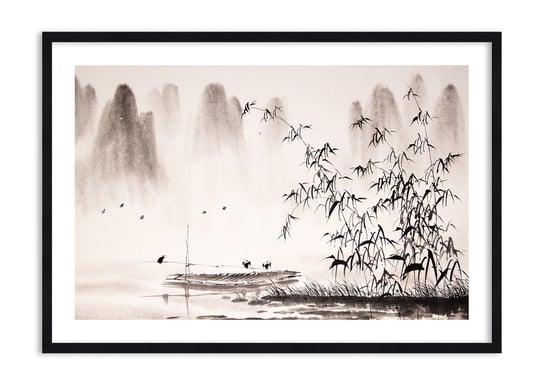 Obraz w ramie ARTTOR Cisza ryżowych pól - jezioro szuwary, F1BAA100x70-3116, 100x70 cm ARTTOR