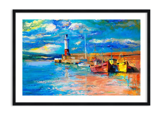 Obraz w ramie ARTTOR Popołudnie w tęczowej zatoce - port kutry woda, F1BAA100x70-3693, 100x70 cm ARTTOR