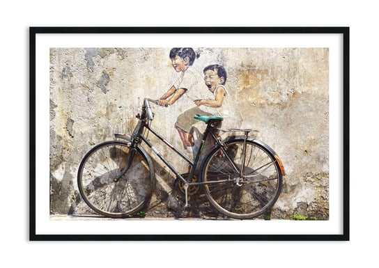 Obraz w ramie ARTTOR Prawda czy fałsz? - rower mural dziecko, F1BAA120x80-3617, 120x80 cm ARTTOR
