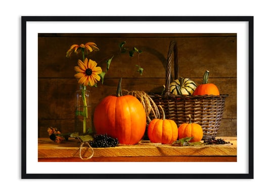 Obraz w ramie ARTTOR Rystykalna kompozycja - dary jesieni - dynia słonecznik, F1BAA100x70-1542, 100x70 cm ARTTOR