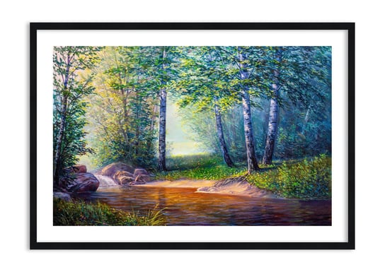 Obraz w ramie ARTTOR Sielankowa sceneria - pejzaż rzeczka las, F1BAA100x70-4063, 100x70 cm ARTTOR