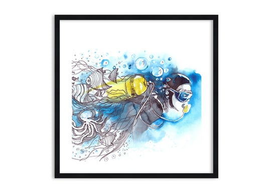 Obraz w ramie ARTTOR Wielki błękit - nurek rafa woda, F1BAC70x70-2982, 70x70 cm ARTTOR