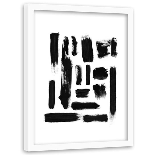 Obraz w ramie białej FEEBY, Abstrakcja Czarno Biały 60x90 Feeby