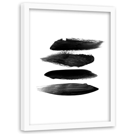 Obraz w ramie białej FEEBY, Abstrakcja Czarno Biały 80x120 Feeby