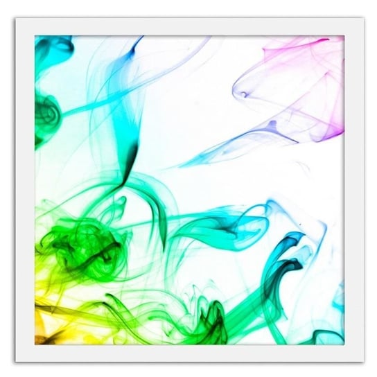 Obraz w ramie białej FEEBY Abstrakcyjny kolorowy dym, 20x20 cm Feeby
