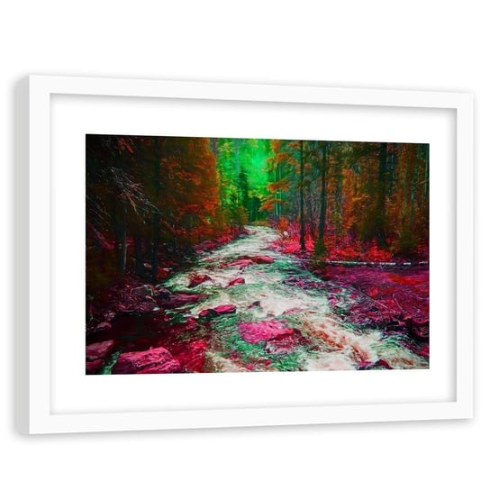 Obraz w ramie białej FEEBY, Bajkowy las 3, 90x60 cm Feeby